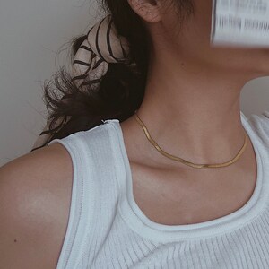 necklace / 18K Gold Chain Necklace Chunky Chain Jewellery Bold Herringbone Chain Necklace Snake Chain Gold Necklace image 8