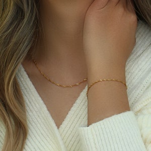 necklace / 18K Gold Plated Stainless Steel Layering Necklace • Layering Statement Necklace • Thin Layering Necklace • Gold Layering Necklace