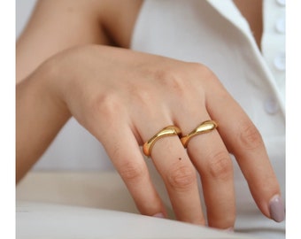 ring / 18K Gold Filled Ring • Statement Gold Thick Band • Geometric Ring • Simple Ring • Stackable Gold Ring • Minimal Ring