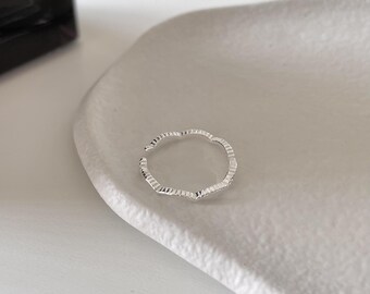 sliver ring / Solid Sliver Ring • Wave Statement Band • Sliver Wave Ring • S925 Wave Ring  • Sliver Thin Wave Ring  •  Solid Sliver Ring