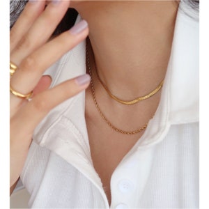 necklace / 18K Gold Chain Necklace Chunky Chain Jewellery Bold Herringbone Chain Necklace Snake Chain Gold Necklace image 5