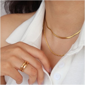 necklace / 18K Gold Chain Necklace Chunky Chain Jewellery Bold Herringbone Chain Necklace Snake Chain Gold Necklace image 6