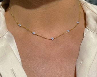 necklace / 18K Gold Filled Zircon Necklace • Zircon Layer Necklace • Delicate Necklace  • Dainty Thin Necklace • Gift For Her