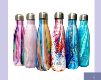 Personalised Water Bottle Vacuum Insulated Stainless Steel Chilly Flask 500ML, Hot or Cold, Gym Bottle