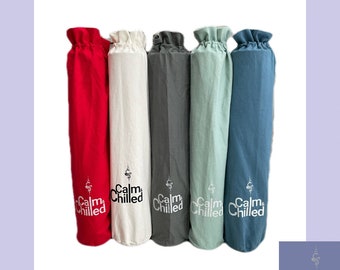 FREE UK Delivery. Canvas yoga mat bag sack drawstring beaded, large capacity for any mat, water bottle.