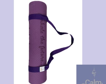 FREE UK Delivery. Yoga mat carry strap in choice of 7 colours, lightweight cotton eco friendly strap