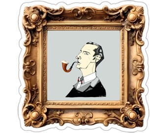 Dear Sherlock Holmes Sticker Amazing Digital Design Original Artwork Vintage Golden Frame