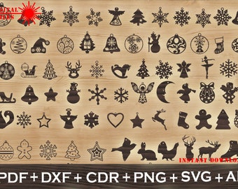 155 Christmas ornament svg,  Decoration file CNC, Christmas Ornaments SVG , Vector cnc file, laser cut file deco, SVG, Dxf, Pdf, Ai