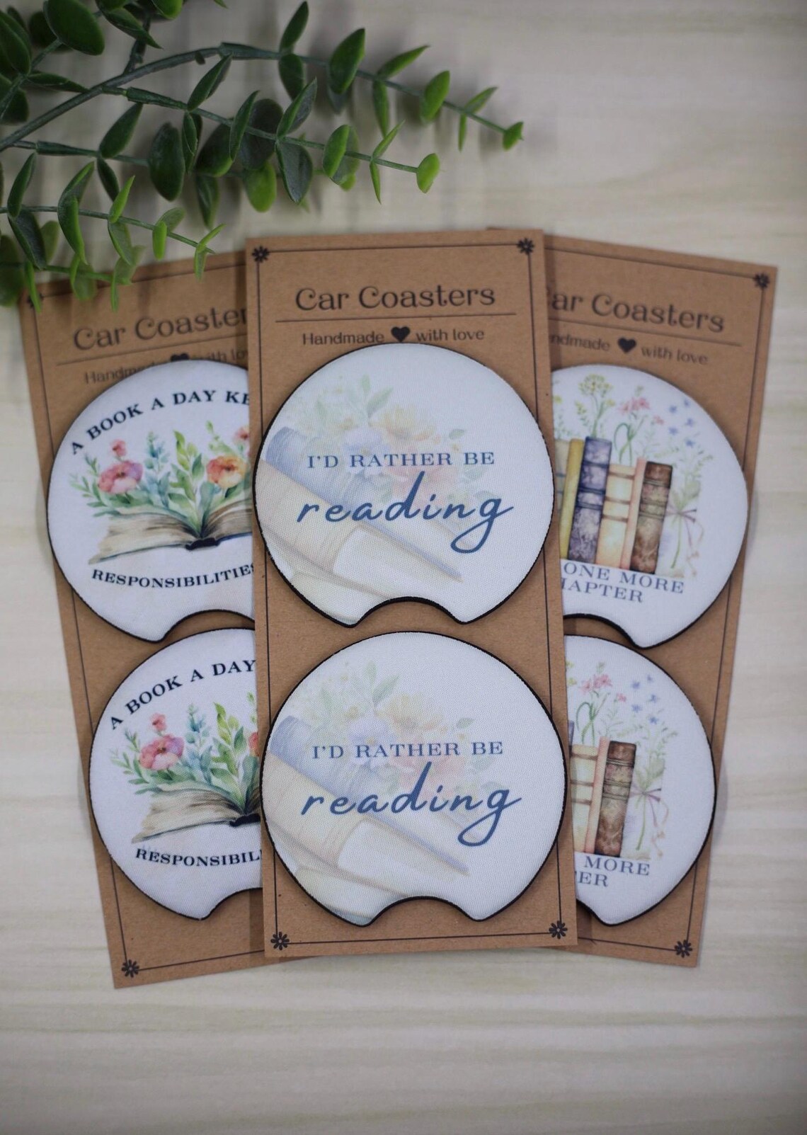 Car Coasters, Set of 2, Unique Car Accessories, Bookish, Booktok, Book ...