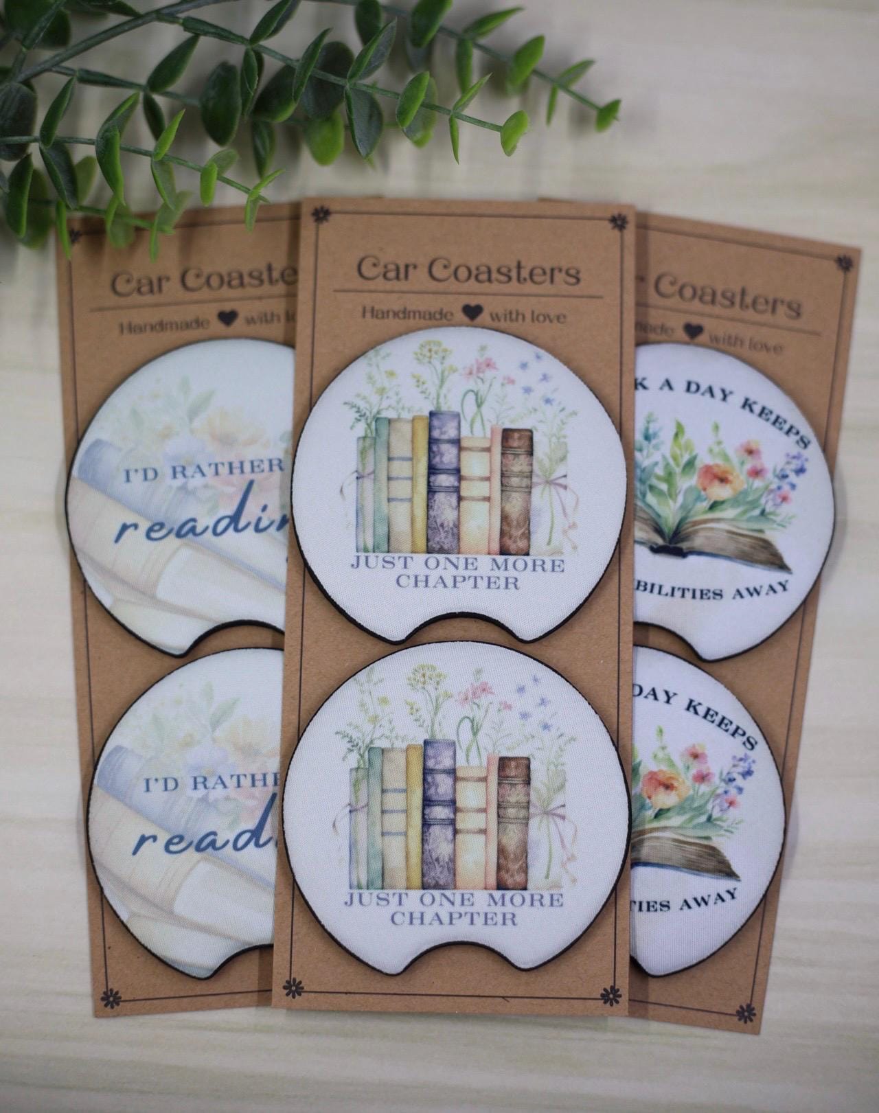 Car Coasters, Set of 2, Unique Car Accessories, Bookish, Booktok, Book ...