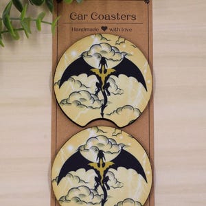 Fourth Wing Inspired Car Coasters I  Set of 2 I Uniquely designed car accessories I Iron Flame