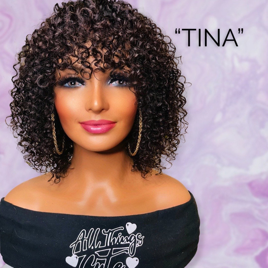 Curly wig with bangs hotsell