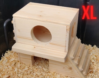 Extra Wide Customizable Climbing Tower Pet House - Bottomless Toy Handmade with Kiln-Dried Pine Wood for Small Animals
