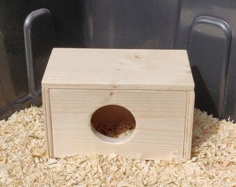 Customizable Stripe Pet Hut - Bottomless Toy Handmade with Kiln Dried Pine for Small Animals