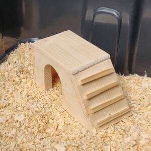 Customizable Pet House with Stairs - Bottomless Toy Handmade with Kiln Dried Pine for Small Animals