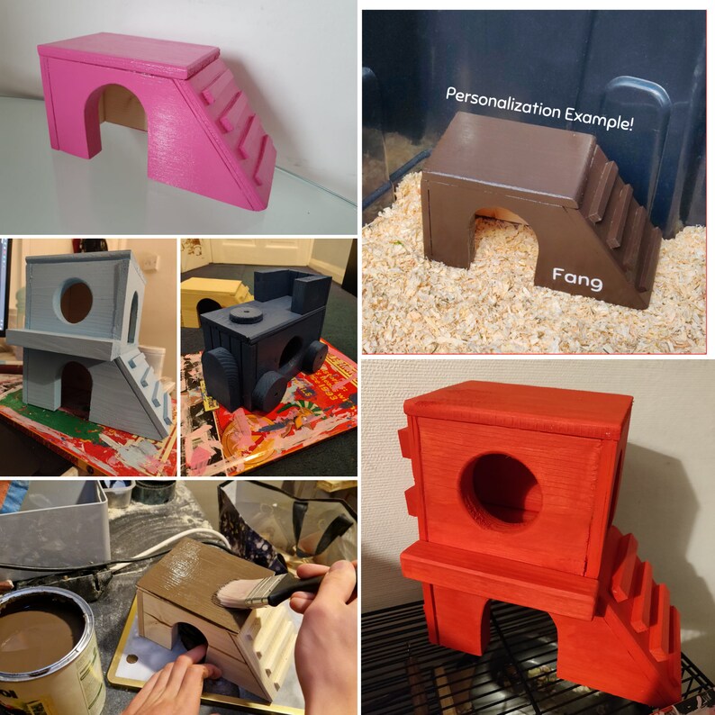 Extra Wide Customizable Climbing Tower Pet House - Bottomless Toy Handmade with Kiln-Dried Pine Wood for Small Animals image 5