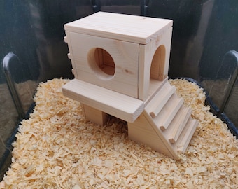 Customizable Climbing Tower Pet House - Bottomless Toy Handmade with Kiln-Dried Pine Wood for Small Animals