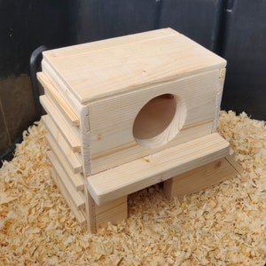 Extra Wide Customizable Climbing Tower Pet House - Bottomless Toy Handmade with Kiln-Dried Pine Wood for Small Animals image 8