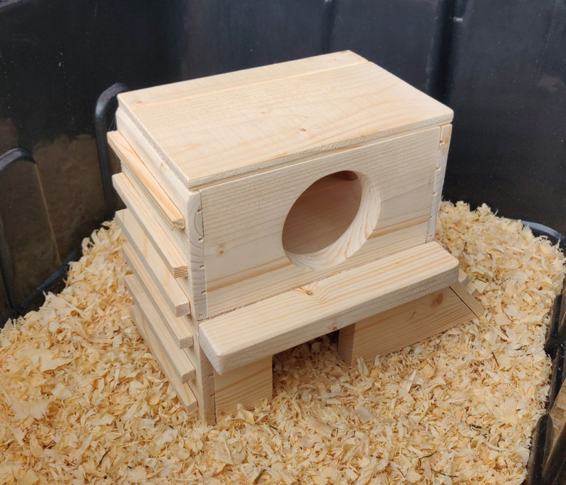 Extra Wide Customizable Climbing Tower Pet House - Bottomless Toy Handmade with Kiln-Dried Pine Wood for Small Animals image 8