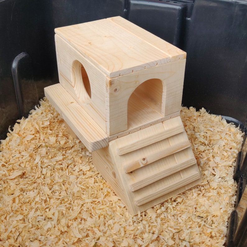 Extra Wide Customizable Climbing Tower Pet House - Bottomless Toy Handmade with Kiln-Dried Pine Wood for Small Animals image 7