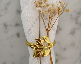 Gold Leaf Napkin Rings (12 pcs)  | Gold Napkin Ring | Leaf Napkin Ring | Premium Quality Napkin Ring | Statement Napkin Ring