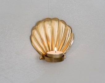 Tea-light holder gold wall | Wall decoration light hanging | Tealight holder gold | Shell wall decoration | Wall candlestick