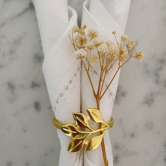 Set gouden blad servetring (12 stuks) | Servetring goud | Tafeldecoratie goud | Bruiloft decoratie | Tafel accessoire servetringen