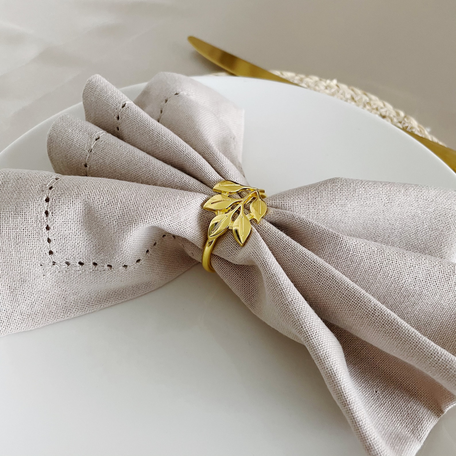 Gold Leaf Napkin Rings Gold Napkin Ring Leaf Napkin Ring | Etsy