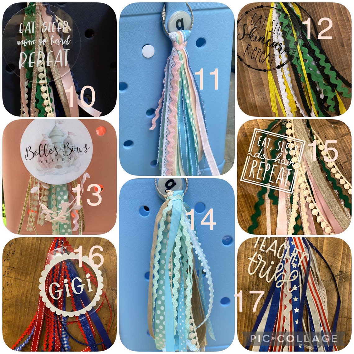 Patterned ribbon Bag charm Bogg bag charm purse tassel Etsy