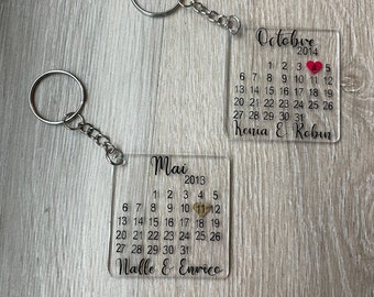 Porte-clés calendrier personnalisé , cadeau couple