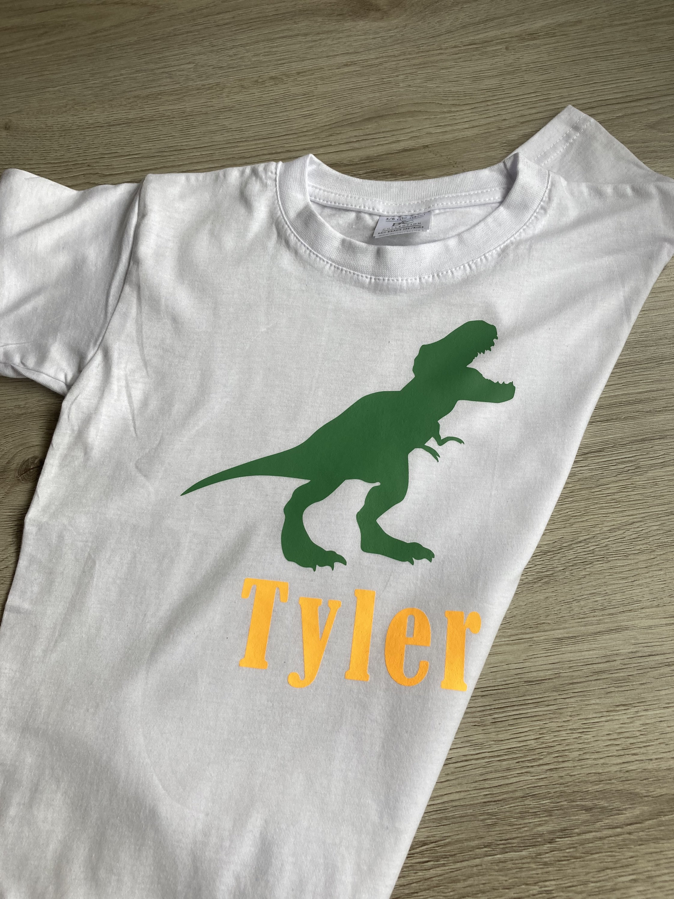 personalized dinosaur t shirt vinyl print with your childs etsy