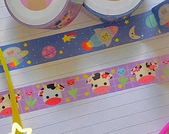 cute washi tape//kawaii washi tape,bear washi tape,frog washi tape,cow washi tape,cute bujo washi tape,cute journal tape,unique washi tape,