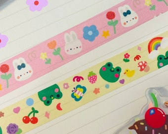 cute washi tape //kawaii washi tape, bunny washi tape, frog washi tape, cute bujo washi tape,colorful washi tape,cute stationery washi tape