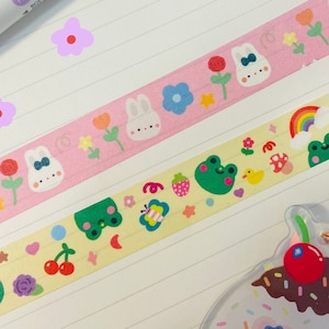 cute washi tape //kawaii washi tape, bunny washi tape, frog washi tape, cute bujo washi tape,colorful washi tape,cute stationery washi tape