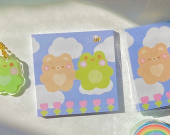 best buds memo pad-cute memo pad,pretty memo pad,kawaii memo pad,korean memo pad,aesthetic memo pad,frog notepad,frog memo pad,bear memo pad