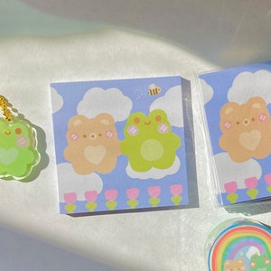 best buds memo pad-cute memo pad,pretty memo pad,kawaii memo pad,korean memo pad,aesthetic memo pad,frog notepad,frog memo pad,bear memo pad