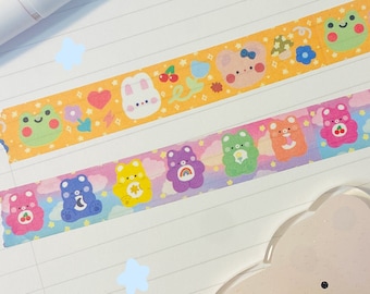 cute washi tape // kawaii washi tape, bear washi tape, bunny washi tape, cute bujo washi tape,colorful washi tape,cute stationery washi tape