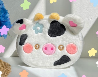 The Cow Pouch-cow bag-cute cow bag-frog purse-plush bag-cow plush-cow plushie-cute makeup bag-kawaii backpack-toiletry bag-strawberry cow