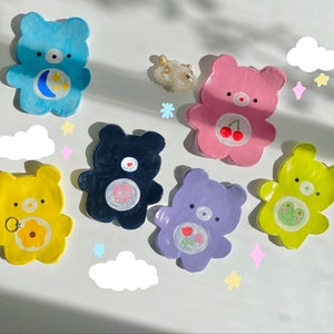 PREORDER:rainbow bears cute ceramic jewelry dish,cute catch all,funky dish,clay dish,cute dish, ceramic dish,unique dish,handmade ring dish,