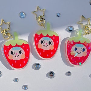 strawberry boy acrylic keychain // cute acrylic keychain,cute strawberry keychain,cute acrylic charm,cute strawberry charm,kawaii strawberry