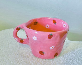 strawberry jam handmade ceramic mug-handmade ceramic mug-handmade ceramic cup-cute pottery mug-pottery mug-ceramic mug-aesthetic mug-mug her