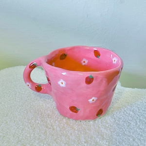 strawberry jam handmade ceramic mug-handmade ceramic mug-handmade ceramic cup-cute pottery mug-pottery mug-ceramic mug-aesthetic mug-mug her