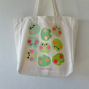 froggy faces canvas tote bag-frog shoulder bag-frog tote bag-cute tote bag-frog stuff-kawaii tote bag-grocery bag-frog purse-tote bag-cute