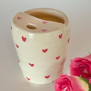 PREORDER: hearts handmade ceramic travel mug-handmade travel mug-handmade heart mug-cute travel mug-ceramic travel mug-keep cup handmade