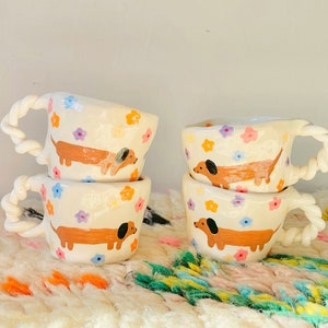 PREORDER:dachshund doggy handmade ceramic mug-handmade ceramic mug,fruit mug,handmade mug,cute handmade mug,cute pottery mug,summer mug,mug