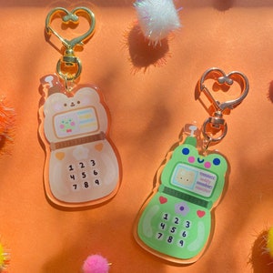 Froggy and Beary nostalgic cell phone matching keychains-frog keychain-froggy keychain-cute frog stuff-acrylic frog keychain-frog charm