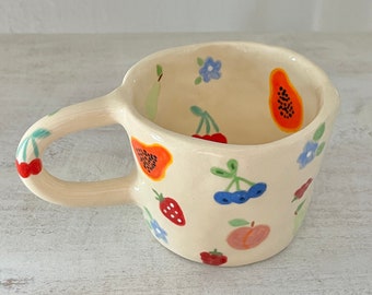 PREORDER: fruit handmade ceramic mug-handmade ceramic mug,fruit mug,handmade mug,cute handmade mug,cute pottery mug,summer mug,cute mug gift