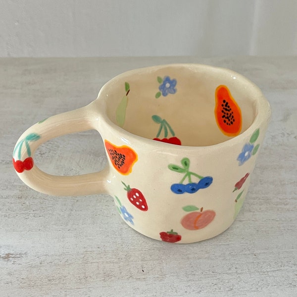 PREORDER: fruit handmade ceramic mug-handmade ceramic mug,fruit mug,handmade mug,cute handmade mug,cute pottery mug,summer mug,cute mug gift