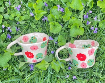 PREORDER:froggy fields handmade ceramic mug//clay mug handmade,handmade coffee mug,aesthetic mug,modern coffee mug,cute mug