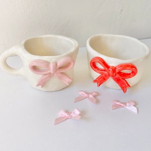 PREORDER: handmade ceramic bow mug-cute handmade mug-bow mug-cute bow stuff-cute kitchenware-mug gift-handmade ceramic mug-coquette mug-mug